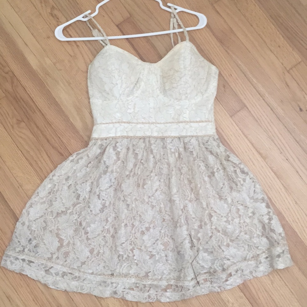 Gold/Neutral dress Lace partially see through